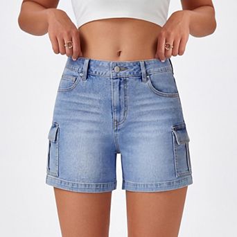 Women Casual Stretchy Denim Shorts with Side Pockets