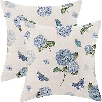 Floral Butterfly Throw Pillow Covers Set of 2 Linen Decorative Outdoor