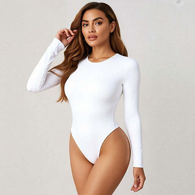 Women’s Long Sleeve Crew Neck Thong Bodysuit