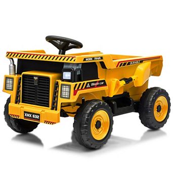 Kids 12V Ride On Dumper Truck, Dual Motor Electric Vehicle with Dump Function Shovel for Outdoor