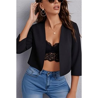 Women's Three Quarter Sleeve Short Cardigan Blazer Casual and Stylish Jacket