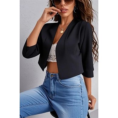 Women's Three Quarter Sleeve Short Cardigan Blazer Casual and Stylish Jacket