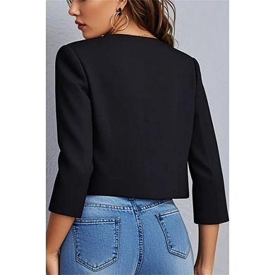 Women's Three Quarter Sleeve Short Cardigan Blazer Casual and Stylish Jacket