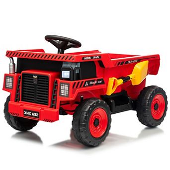 Kids 12V Ride On Dumper Truck, Dual Motor Electric Vehicle with Dump Function Shovel for Outdoor