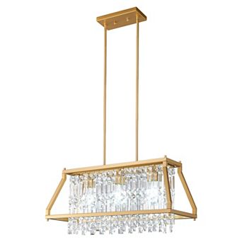 ZLAIQB 3-Light Gold Industrial Trapezoidal Adjustable Mount 25.98 in Chandelier