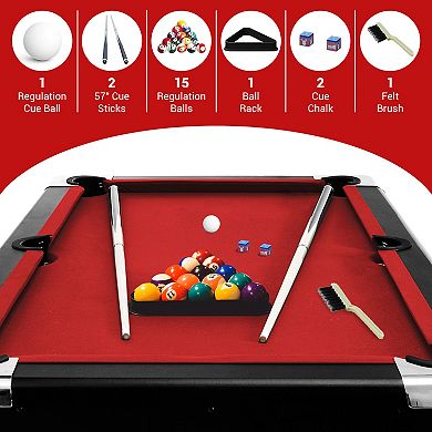 Portable 6FT Foldable Pool Game Table, Complete Billiard Table Set with Full Playing Accessories