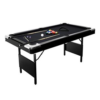 Portable 6FT Foldable Pool Game Table, Complete Billiard Table Set with Full Playing Accessories