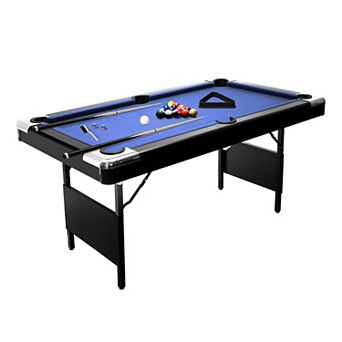 Portable 6FT Foldable Pool Game Table, Complete Billiard Table Set with Full Playing Accessories