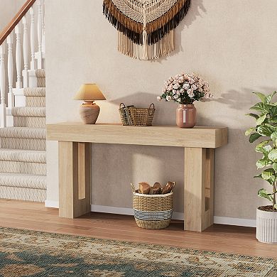 63 Inch Farmhouse Console Table, Rustic Wooden Entryway Sofa Table, Industrial Hallway Foyer Table
