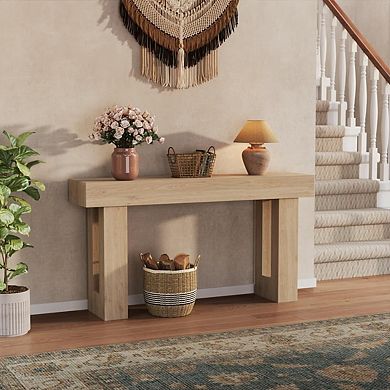 63 Inch Farmhouse Console Table, Rustic Wooden Entryway Sofa Table, Industrial Hallway Foyer Table