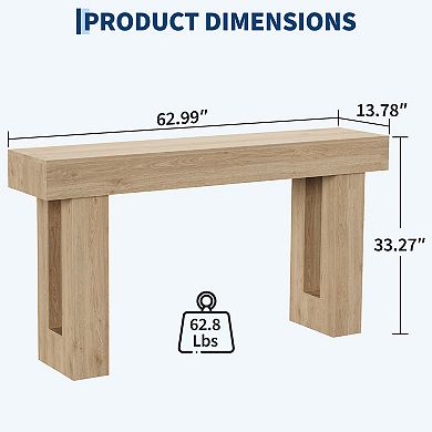 63 Inch Farmhouse Console Table, Rustic Wooden Entryway Sofa Table, Industrial Hallway Foyer Table