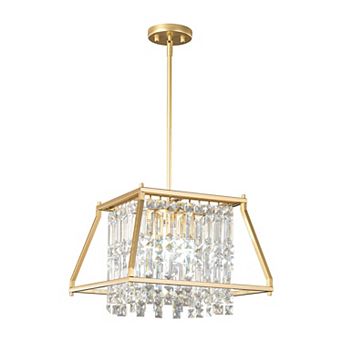 ZLAIQB 4-Light Black Metal Industrial Trapezoid Flat Inclined 15.74 in Chandelier