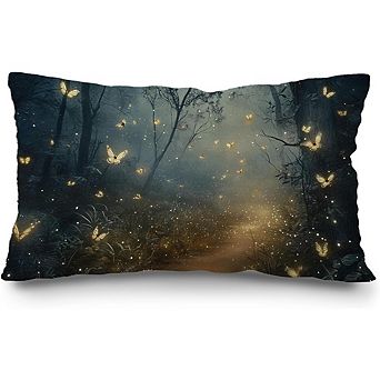 Enchanted Forest Butterfly Throw Pillow Cover, Dark Fantasy Design, Durable Fabric