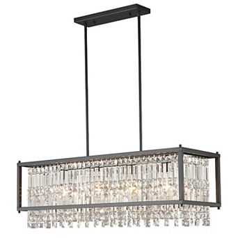 ZLAIQB 4-Light Black Farmhouse Rectangle Linear 35.43 in Chandelier
