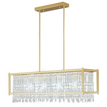 ZLAIQB 4-Light Black Farmhouse Rectangle Linear 35.43 in Chandelier