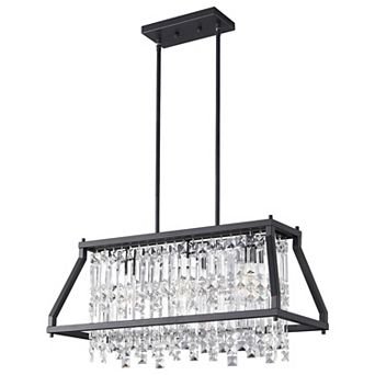 ZLAIQB 4-Light Gold Farmhouse Long Trapezoid Flat Inclined Mount 35.43 in Chandelier