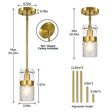 ZLAIQB 1-Light 3Pack Modern Glass Globe 3.54" Pendant Light