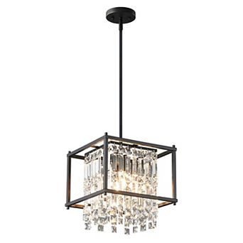 ZLAIQB 4-Light Black Modern Square Adjustable Mount 11.81 in Chandelier