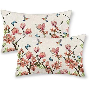 Floral Bird Butterfly Throw Pillow Covers Set of 2 Soft Decorative Cushion Covers