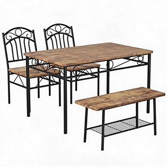 Modern 4-Seater Kitchen Dinette Set, Space Saving Table Furniture for Dining Room
