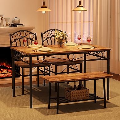 Modern 4-Seater Kitchen Dinette Set, Space Saving Table Furniture for Dining Room