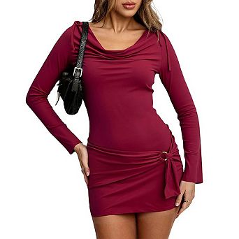 Women Mini Bodycon Dresses Long Sleeve Ruched Fitted Short Night Out Trendy Party Outfits