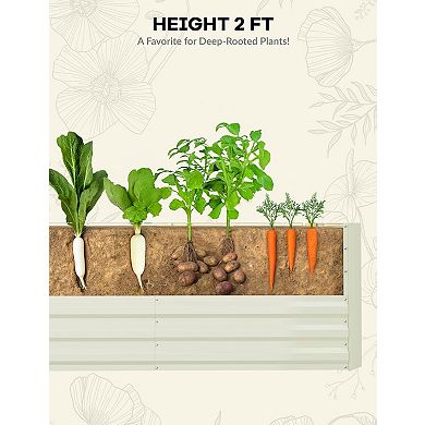 Set of 2 Galvanized Metal Raised Garden Beds, 8x4x2 ft Deep Root Planter Boxes for Vegetables,Flower