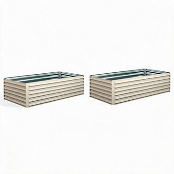 Set of 2 Galvanized Metal Raised Garden Beds, 8x4x2 ft Deep Root Planter Boxes for Vegetables,Flower