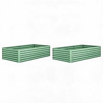 Set of 2 Galvanized Metal Raised Garden Beds, 8x4x2 ft Deep Root Planter Boxes for Vegetables,Flower
