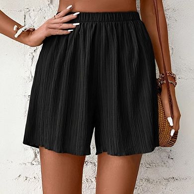 Women's Pleated Mesh High Waisted Mini Shorts Outfits