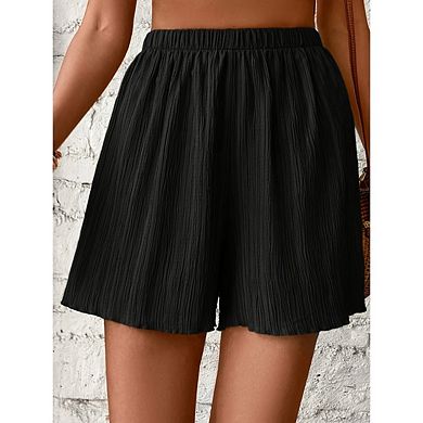Women's Pleated Mesh High Waisted Mini Shorts Outfits