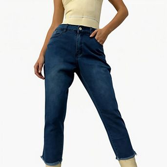 Women's Stretch Cropped Jeans - 7/8 Length Denim Pants with Slim Fit