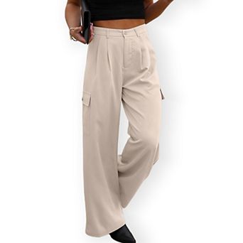Women’s Straight Leg Pants with Pockets, Casual Trousers Tailored Fit with Side Pockets for Office