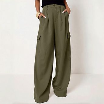 Women’s Straight Leg Pants with Pockets, Casual Trousers Tailored Fit with Side Pockets for Office