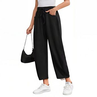 Women’s Ankle Length Joggers, Casual Cotton Sweatpants with Cuffed Hem for Lounge and Active Wear