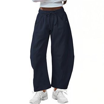 Women’s Ankle Length Joggers, Casual Cotton Sweatpants with Cuffed Hem for Lounge and Active Wear