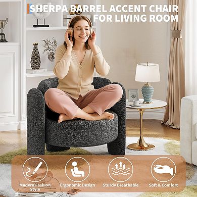ANIXOL Open Back Boucle Accent Chair