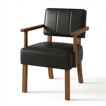 ANIXOL Striped Faux Leather Accent Chair