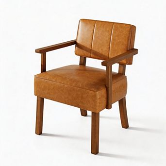 ANIXOL Striped Faux Leather Accent Chair