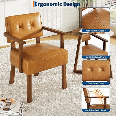 ANIXOL Tufted Faux Leather Accent Chair