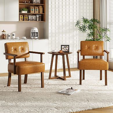 ANIXOL Tufted Faux Leather Accent Chair