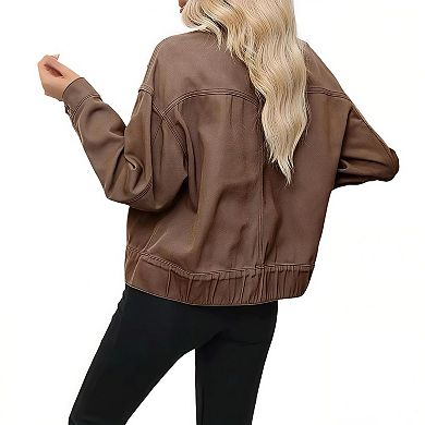 Women’s Solid Denim Jacket, Casual Classic Jean Coat with Button Down, Lightweight Trucker Style