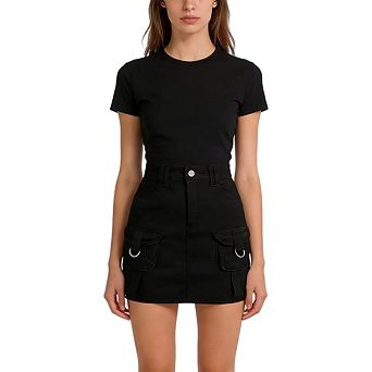 Women's High Waist Button Bodycon Mini Cargo Skirt with Pocket