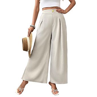 Womens Wide Leg Business Casual Flowy Work Pants High Waisted Palazzo Pants