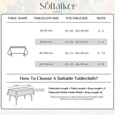 Summer Tablecloth Rectangle Waterproof Lemon Flower Stain-Resistant 60x84 Inch
