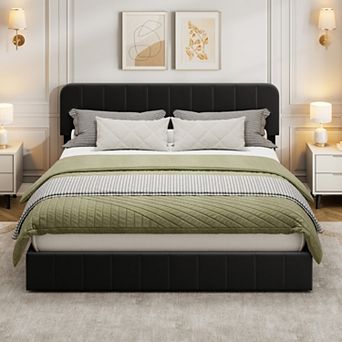 Velvet Bed Frame Upholstered Platform Bed with Adjustable Headboard, No Box Spring Needed