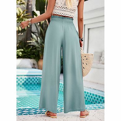 Women's Smocked Waist Wide Leg Pants
