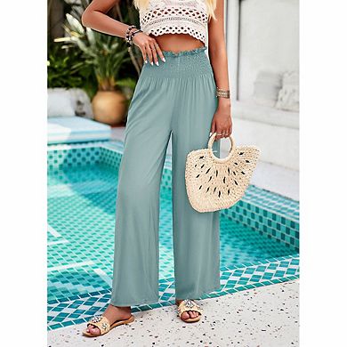Women's Smocked Waist Wide Leg Pants