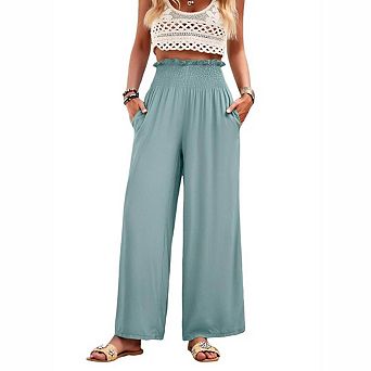 Women's Smocked Waist Wide Leg Pants