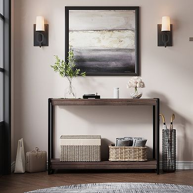2-Tier Console Table for Entryway or Living Room Farmhouse Style Sofa Side Table with Shelf